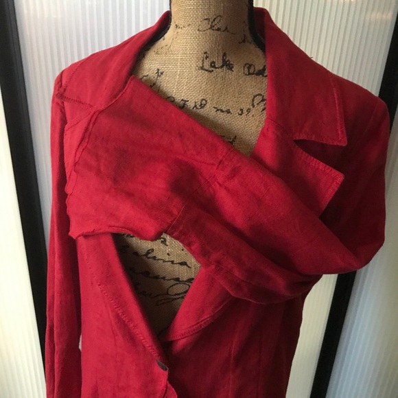 Lagenlook 1 button at waist cotton jacket. Unique! - Picture 8 of 10